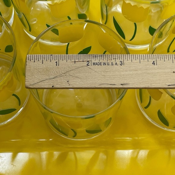 6 MCM HJ Stotter yellow tulip design rock glasses & Texasware 142  tray - Picture 6 of 14